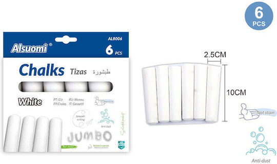 White Jumbo Chalks 10 Cm – Set Of 6 Pieces