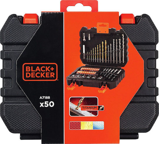 Black & Decker Set 50 Burghie Titan pentru Materiale de construcție, Metal și Lemn