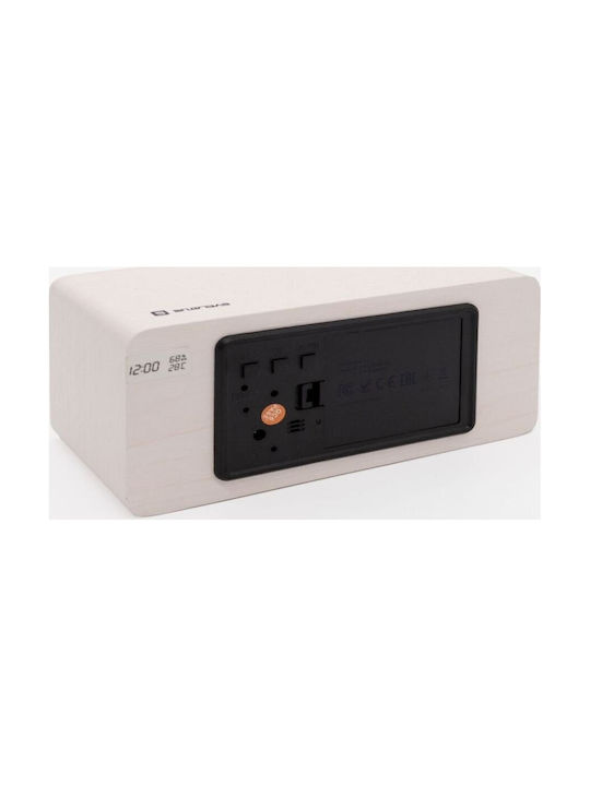 Evelatus Tabletop Digital Clock Wooden White EMC01WH