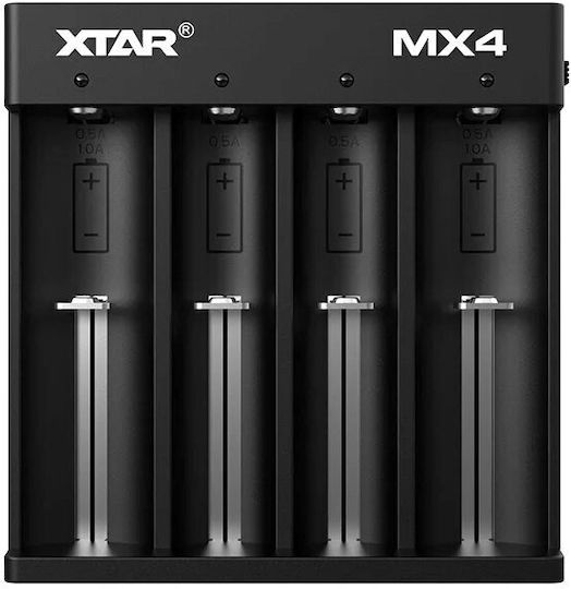 XTAR MX4 USB Φορτιστής 4 Μπαταριών Li-ion/Ni-MH Μεγέθους AA/AAA/18650/21700/16340/14500