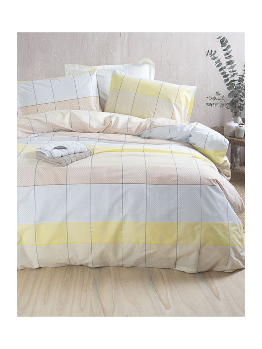 Rythmos Sheet Sets King Size 260x280cm. Colette Yellow, Light Blue 4pcs