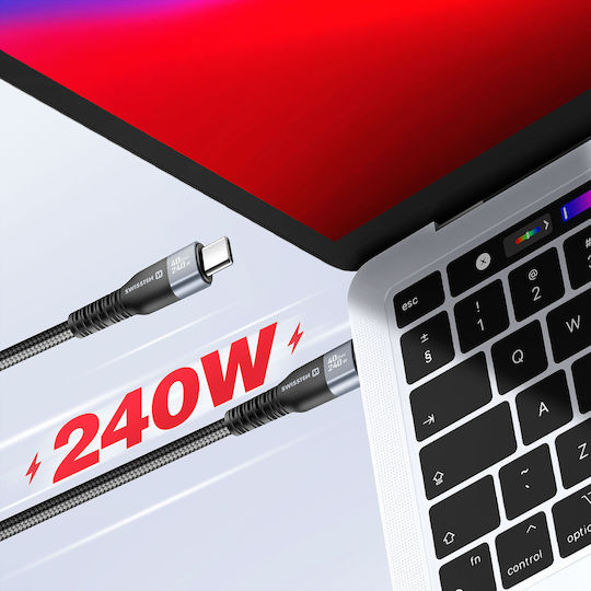 Swissten 5a Thunderbolt 4.0 Cable Usb-c To Usb-c Transfer 240w 50cm Black