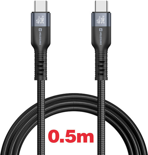 Swissten 5a Thunderbolt 4.0 Cable Usb-c To Usb-c Transfer 240w 50cm Black