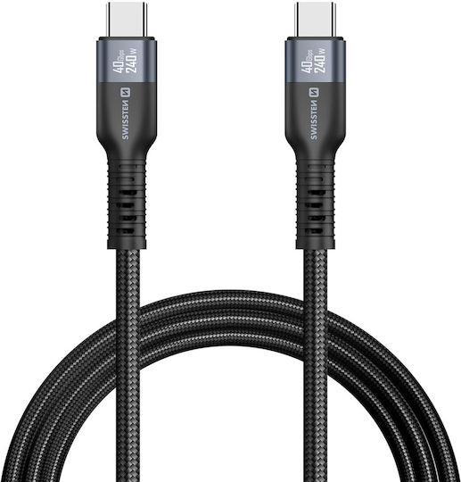Swissten 5a Thunderbolt 4.0 Cable Usb-c To Usb-c Transfer 240w 50cm Black