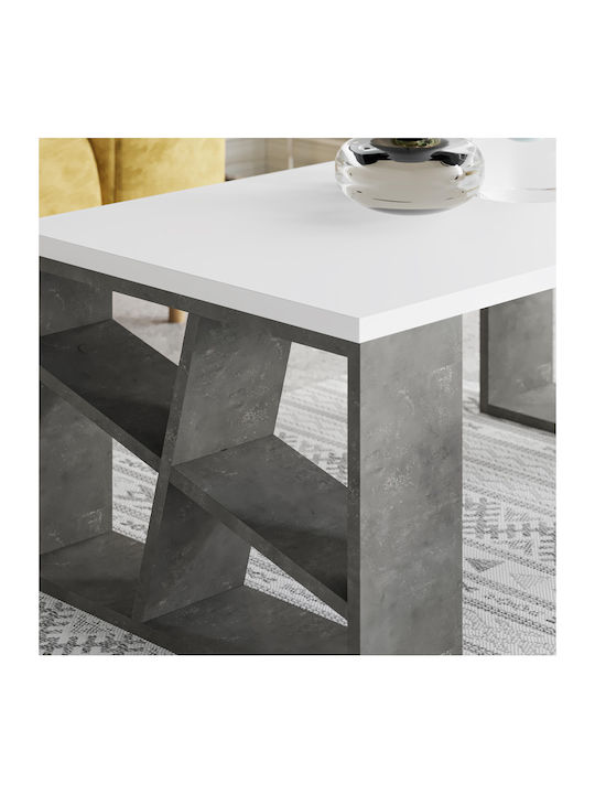Rectangular Central Coffee Table Honey Wooden Gray Retro White M105xW60xH40cm