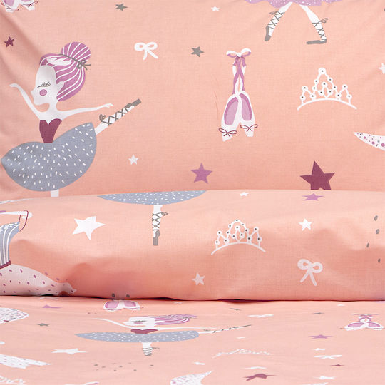 Lino Home Сет Детски Спални Комплекти Полудвойни Памучни Dreamy Dancers Корал 170x260см 3 Бройки