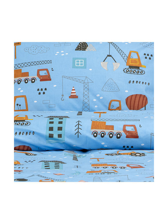Lino Home Σετ Σεντόνια Ημίδιπλα Βαμβακερά Playground Town Petrol 170x260cm 3τμχ