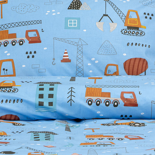 Lino Home Сет Детски Спални Комплекти Полудвойни Памучни Playground Town Petrol 170x260см 3 Бройки
