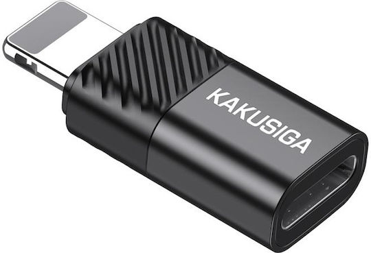 Kakusiga Конвертор Lightning мъжки към USB-C женски Черен 1бр KSC-1408