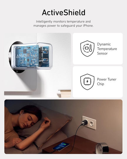Anker Charger Without Cable GaN with 2 USB-C Ports 40W Power Delivery Whites (521 Nano Pro)