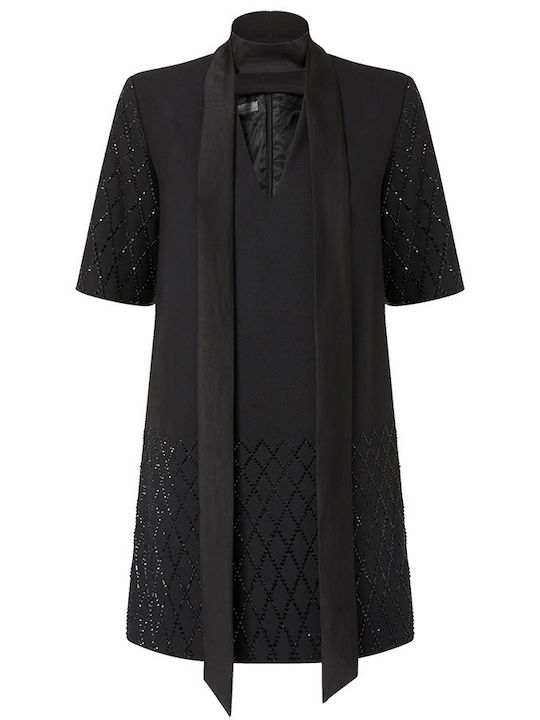 Lipogramma Mini Summer Mini Evening Dress Satin Black
