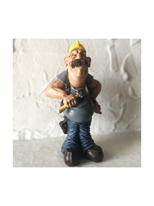 SP Souliotis Decorative Statuette from Plastic Worker with Mustache 9x7x16cm