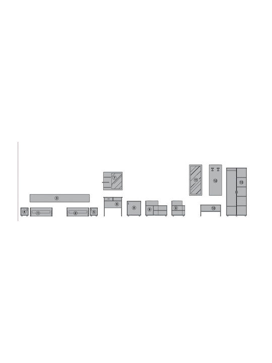 Genomax Schlafzimmermöbel-Set Tirol 80x200cm 12 Stück