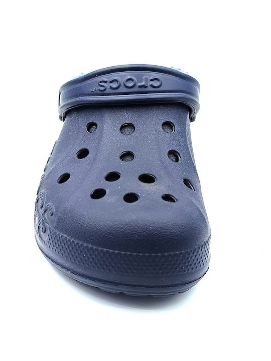Crocs Baya Lined Femei Anatomici Sabot cu blană Albastre