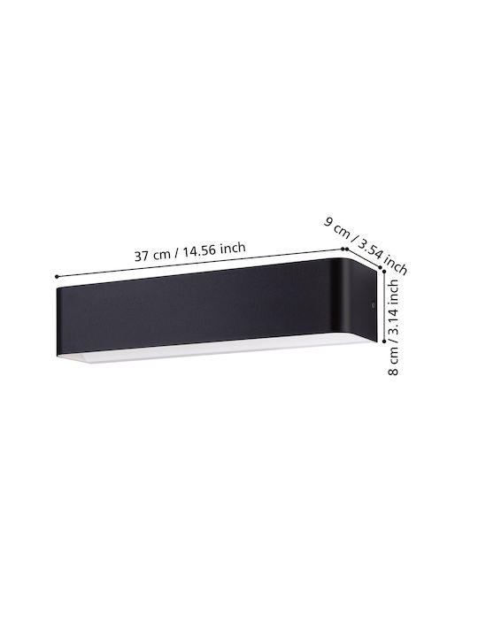Eglo Sania Lamp Wall with Integrated LED and Warm White Light Black 36.5x9x8cm