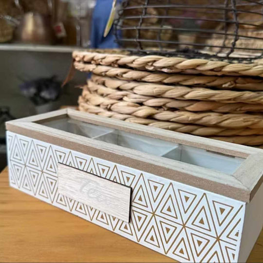 Uncle George Wooden White Tea Box with Lid 9x7x24cm 1 Piece