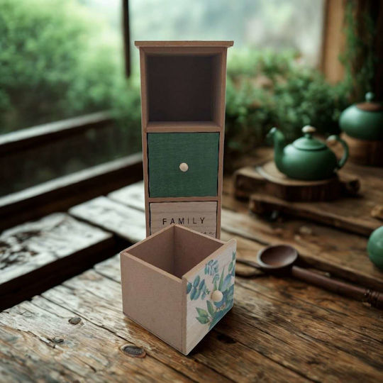 Uncle George Tea Box with Lid Wooden Green 12x11x31cm 1 Piece