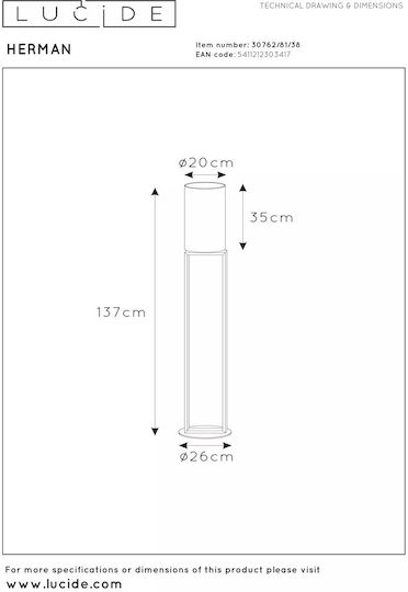 Lucide Lightning Lucide Stehleuchte mit Fassung für Lampe E27