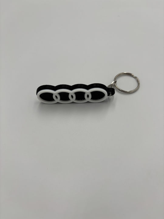 Μπρελόκ Σήμα Audi – 3d Printed – Μαύρο Λευκό 7×2×1cm