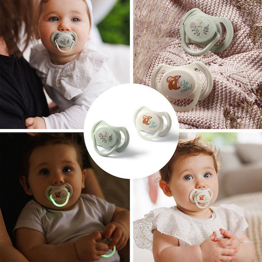 Babyono Silicone Pacifiers Night Green for 6-18 Months 2 Pieces