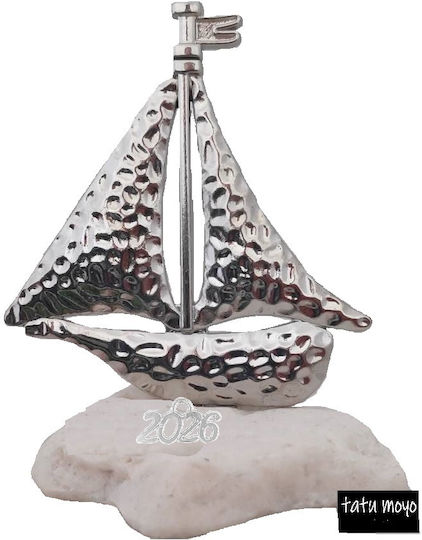 Tatu Moyo Handmade Tabletop Lucky Charm Boat Silver made of Stone 2026 9cm 1pcs