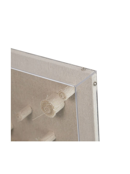 Artekko Mosaic Beige Decorative Painting Fabric Technique Plexiglass Frame 60x5x60 Cm 60cm X 5cm X 60cm