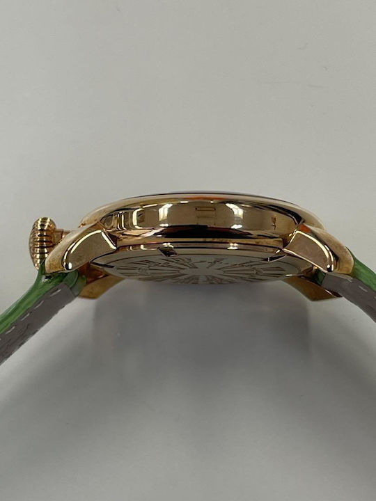 Gaga Milano Women's Watch with Green Leather Strap