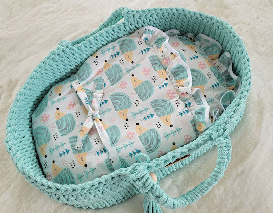 Doll Blanket Wrap Ties Mint Hedgehogs
