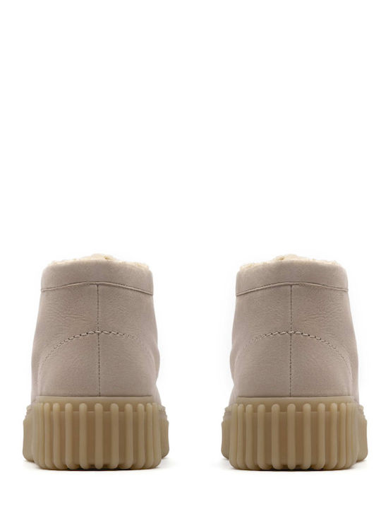 Torhill Leather Women's Ankle Boots with Fur Beige
