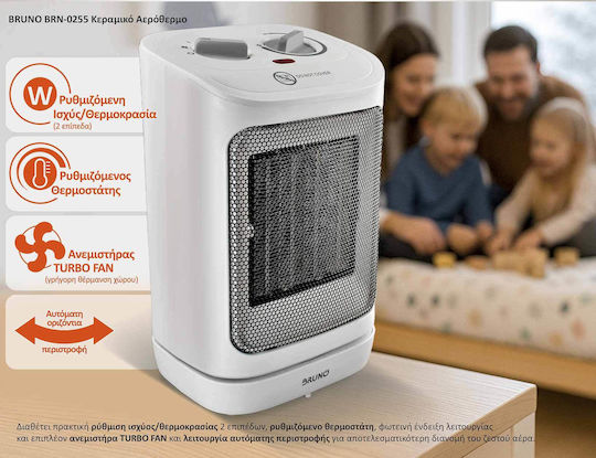 Bruno Ceramic Fan Heater Room Floor White 2000W