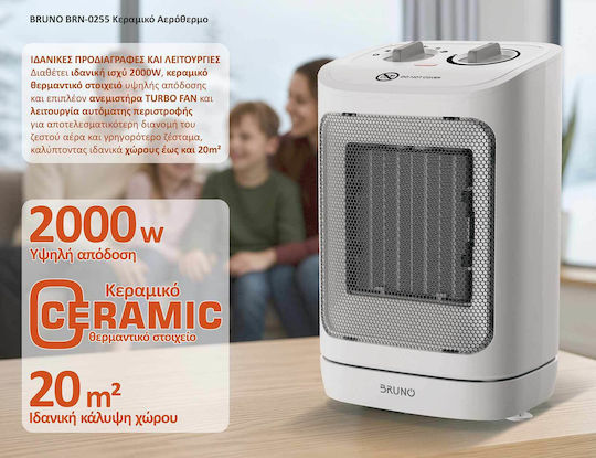 Bruno Ceramic Fan Heater Room Floor White 2000W