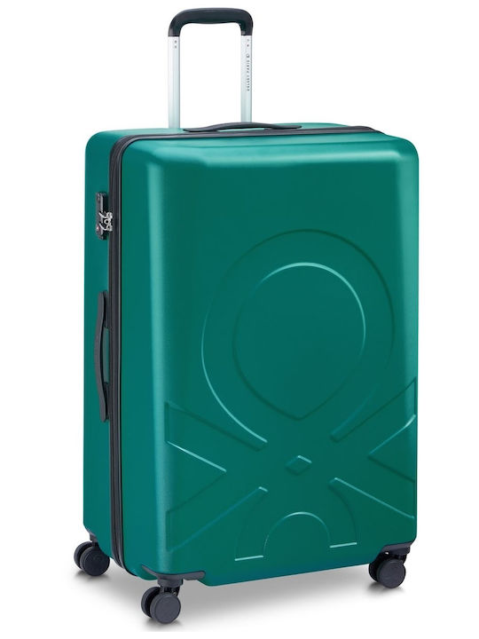 Delsey Paris X Benetton Large Travel Suitcase Hard Green with 4 Wheels Height 76cm
