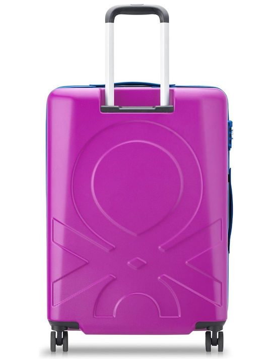 Delsey Paris X Benetton Medium Travel Suitcase Hard Pink with 4 Wheels Height 66cm
