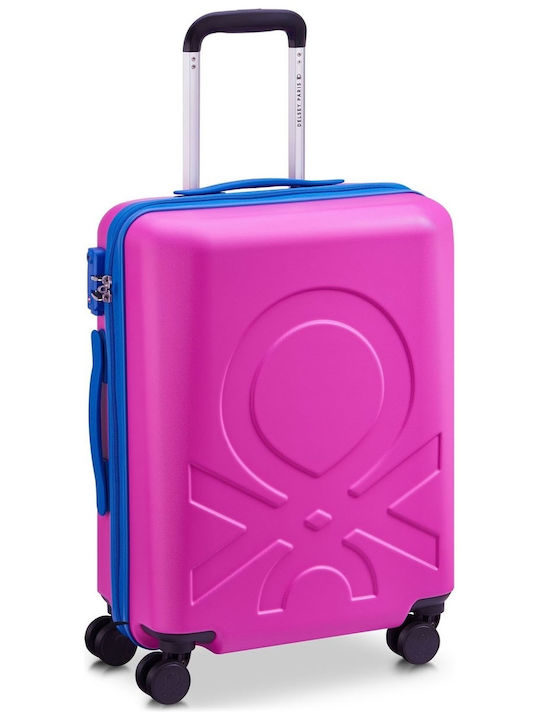 Delsey Paris X Benetton Cabin Travel Suitcase Hard Pink with 4 Wheels Height 55cm