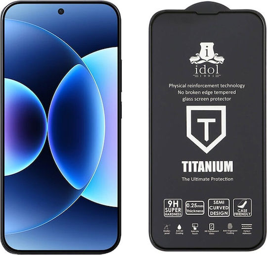 Idol 1991 Titanium Semi Curved 0.25mm Full Glue Tempered Glass Black (Xiaomi 17 Pro Max)
