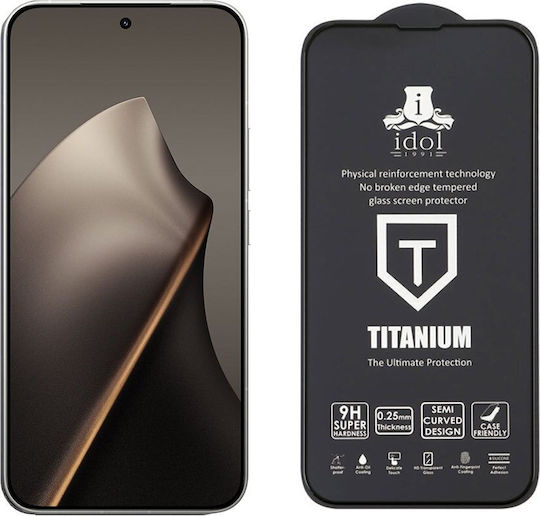Idol 1991 Titanium Semi Curved 0.25mm Full Glue Tempered Glass Μαύρο (Xiaomi 15T)