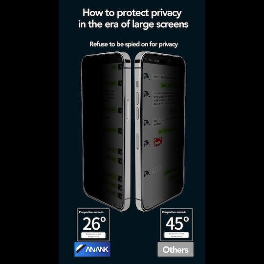 ANANK 2.5D Privatsphäre Displayschutzfolie Schwarz (iPhone 17 / 17 Pro / 16 Pro)