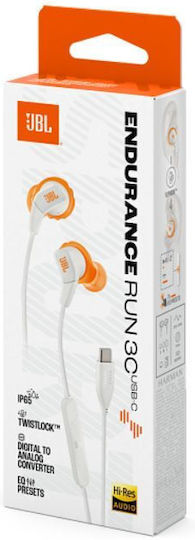 JBL Endurance Run 3 In-ear Handsfree Ακουστικά με Βύσμα USB-C Λευκό