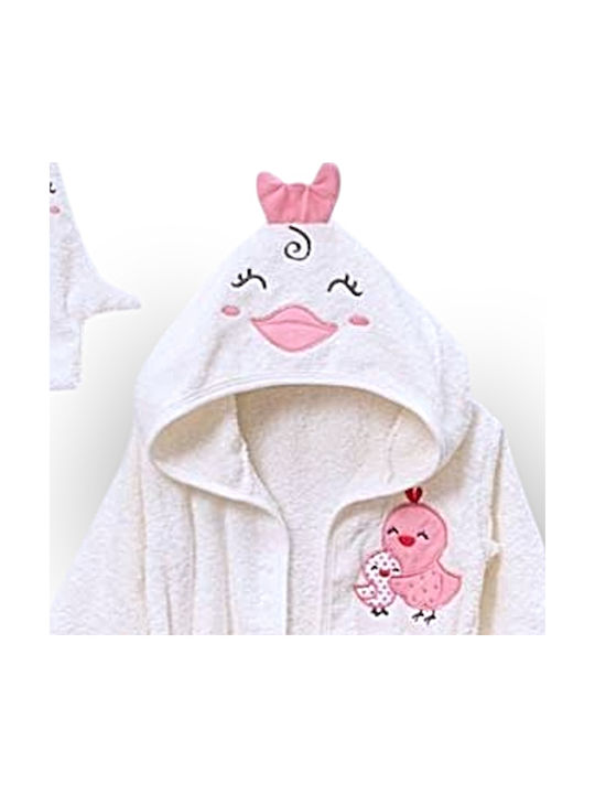 Babydom Hooded Baby Bathrobe Ecru, Pink, Fuchsia