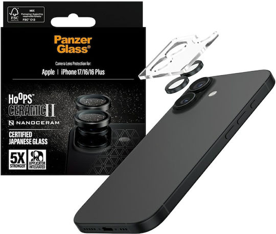 PanzerGlass Hoops Ceramic Προστασία Κάμερας Tempered Glass Διάφανο για το iPhone 17, iPhone 16, iPhone 16 Plus
