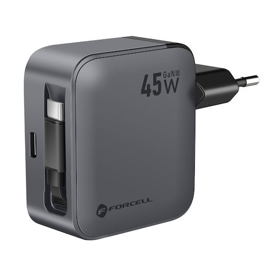 Forcell Φορτιστής Χωρίς Καλώδιο GaN με Θύρα USB-C 45W Power Delivery / Quick Charge 4.0 Γκρι (F-Energy VT-R5)