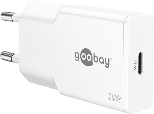 Goobay Φορτιστής Χωρίς Καλώδιο GaN με Θύρα USB-C 30W Power Delivery Λευκός (75736)
