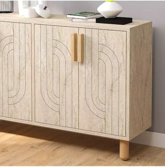 Модерен Буфет С Дървесна Текстура И 4 Врати 120x30x75 См
