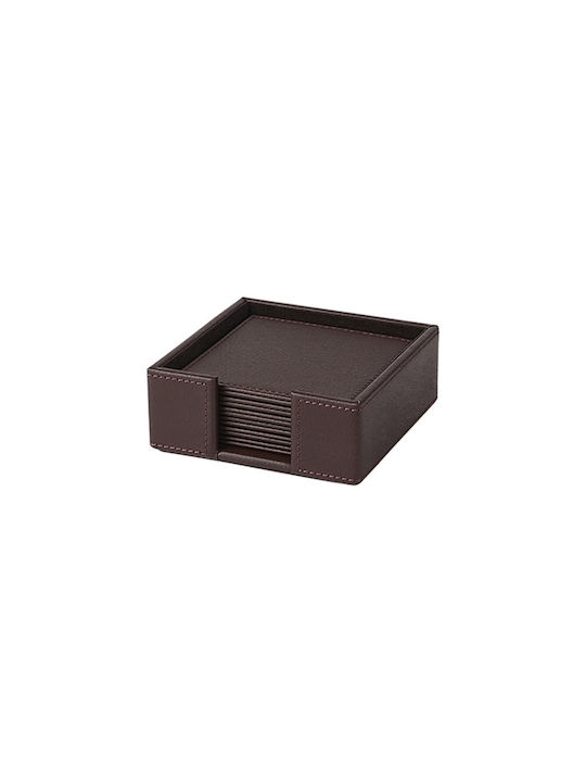 VNC Wooden Coasters Brown 11x11cm 6 Pieces