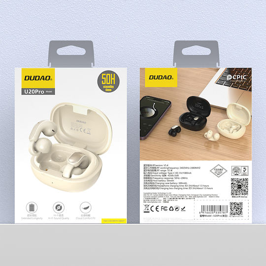 Dudao U20 Pro Open Ear Bluetooth Handsfree Earphones with Charging Case White
