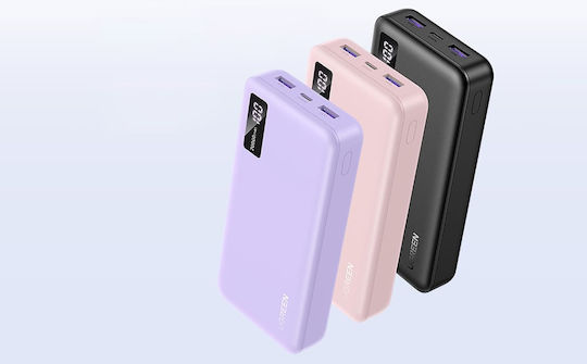 Ugreen PB312 Power Bank 20000mAh 20W με 2 Θύρες USB-A και Θύρα USB-C Power Delivery Ροζ