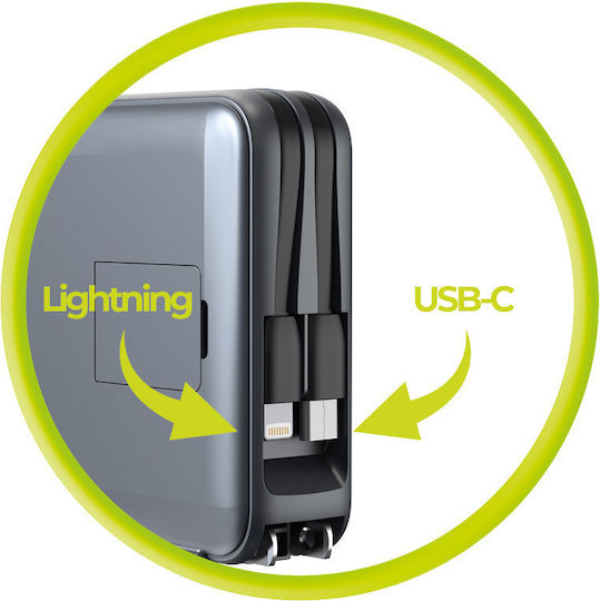 Mobile Origin PBT-03L-GRY MagSafe Power Bank 10000mAh 20W με Θύρα USB-A και Θύρα USB-C Power Delivery Γκρι