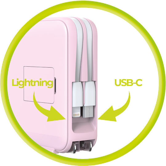Mobile Origin PBT-03L-PNK MagSafe Power Bank 10000mAh 20W with USB-A Port and USB-C Port Power Delivery Pink