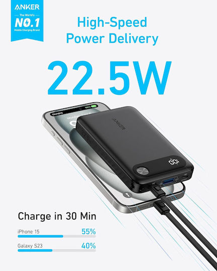 Anker Power Bank 10000mAh 22.5W с USB-C порт Черен