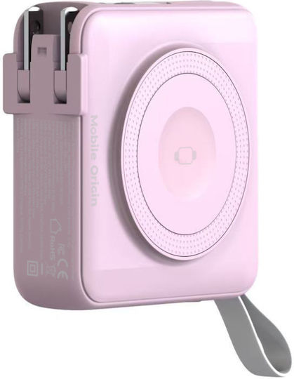 Mobile Origin PBT-03L-PNK MagSafe Power Bank 10000mAh 20W with USB-A Port and USB-C Port Power Delivery Pink